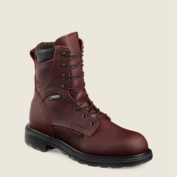 Red Wing Work Boots Mens Burgundy - Supersole® 2.0 - 8-inch Waterproof Soft Toe - 2948173-IG